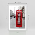 Plakat w ramie 50x70 - Londyńska budka w perspektywie - budka, Londyn - rama biała