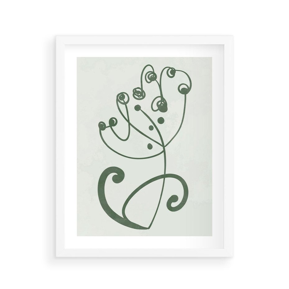 Plakat w ramie 40x50 - Zieleń Wyjątkowego Ukojenia - zielony odcień, abstrakcja - rama biała