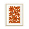 Plakat w ramie 40x50 - Wibracje Przestrzeni - abstrakcyjne czerwone kwiaty, kompozycja - rama drewno
