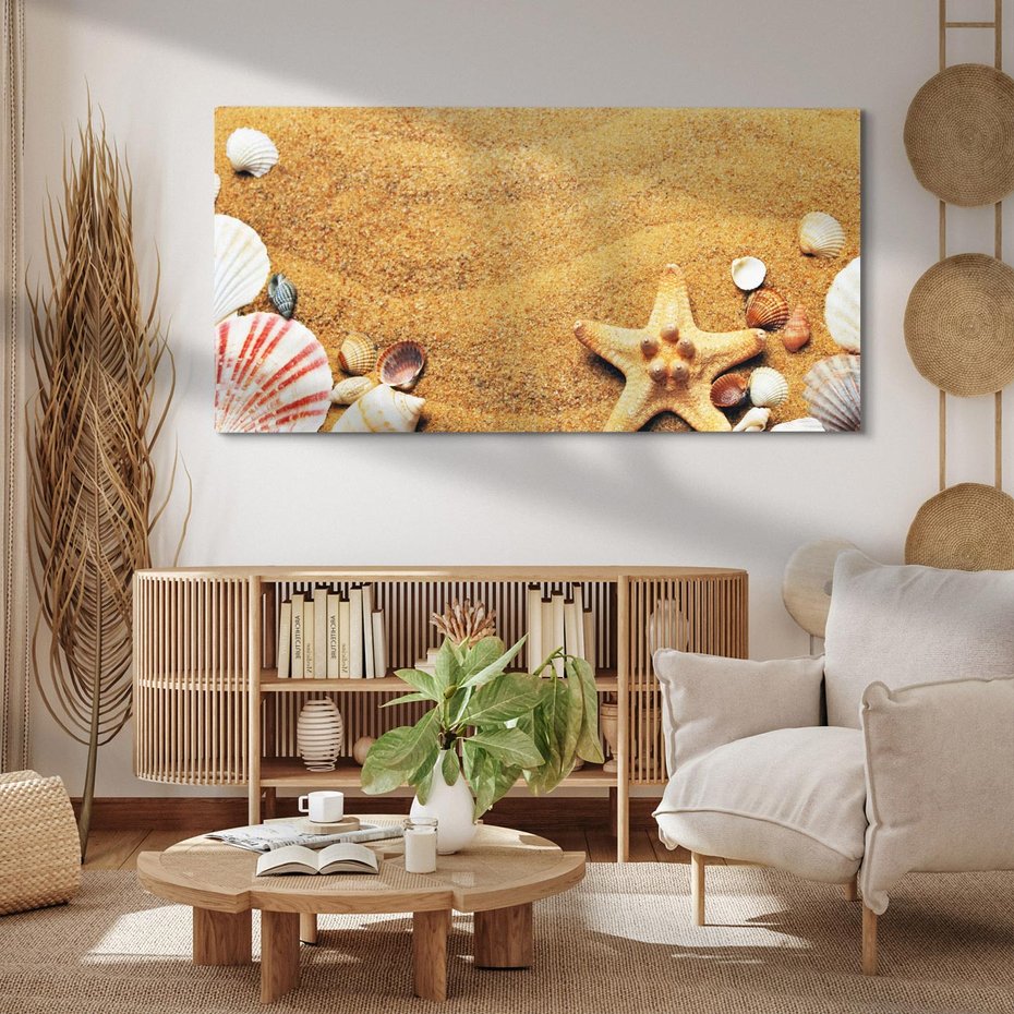 Obraz na płótnie 120x60 - Muszelki na malowniczej plaży - muszle, muszelki