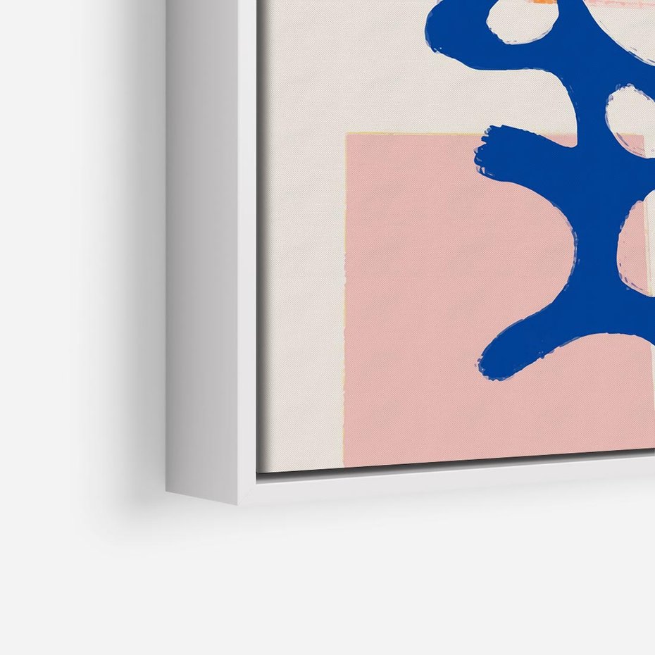 Obraz w ramie 50x50 - Migotliwe Nastroje - abstrakcyjna niebieska forma, dziwne kształty - rama biała