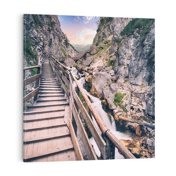 Obraz na płótnie 80x80 - Schody w skałach - Góry - schody, skały