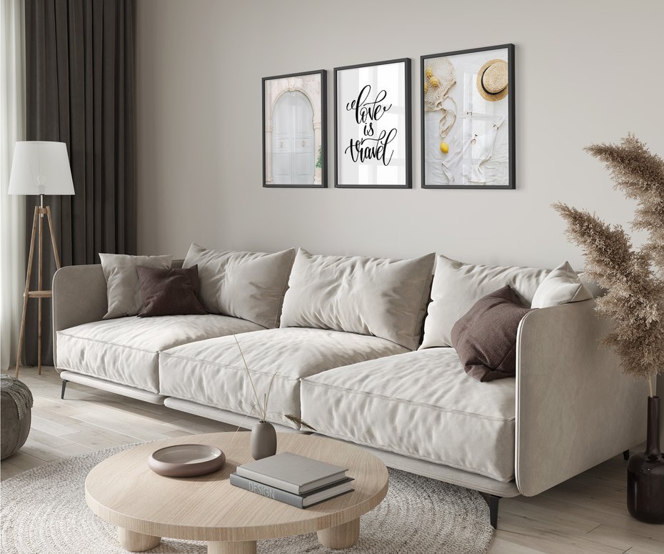 Zestaw obrazy w ramie 50x70 galeria - Podróże, wakacje, typografia, Włochy - rama czarna