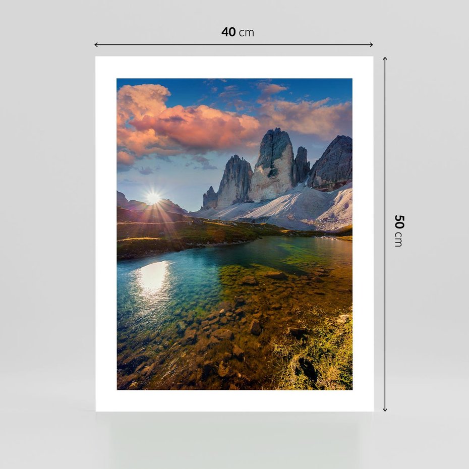 Plakat bez ramy 40x50 - Jezioro wśród majestatycznych gór - jezioro, góry