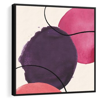 Obraz w ramie 50x50 - Migotliwe Widzenia - abstrakcyjne akwarelowe plamy, nieregularne linie - rama czarna