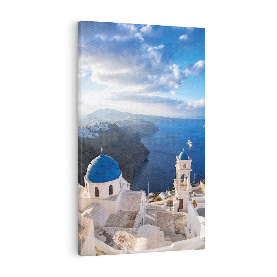 Obraz na płótnie 70x100 - Błękitne Przezycia - Santorini, morze