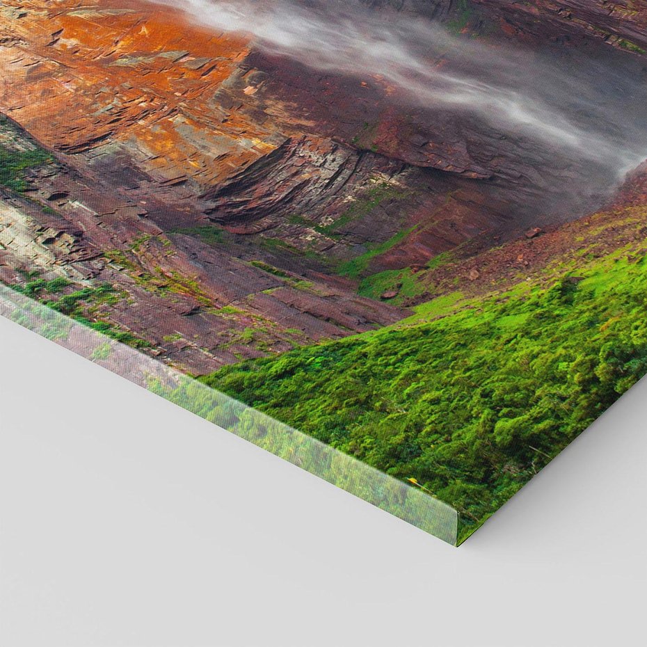 Obraz na płótnie 60x60 - Górska siła wodospadów - wodospad, góra