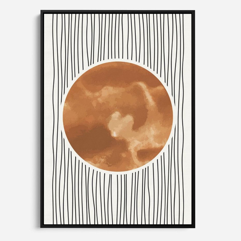 Obraz w ramie 70x100 - Eteryczne Krągłe Echa - boho obraz, geometria - rama czarna