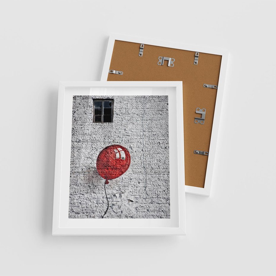Plakat w ramie 40x50 - Mur Balonów - mur, balon - rama biała