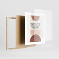 Plakat w ramie 40x50 - Geometryczna Harmonia w Brązach i Beżach - geometryczne kształty, brązy i beże - rama drewno