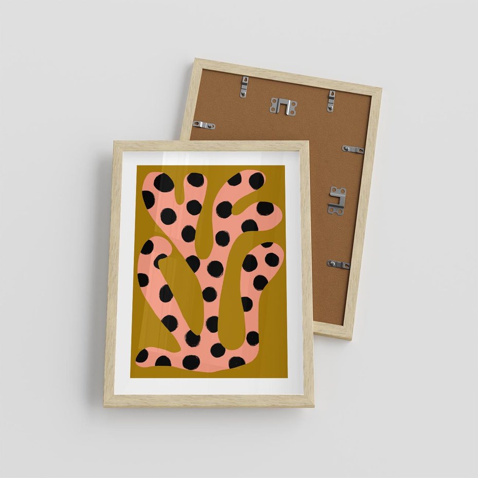 Plakat w ramie 30x40 - Rozkwitająca Wolność Boho - abstrakcyjne boho kształty, dziwne - rama drewno