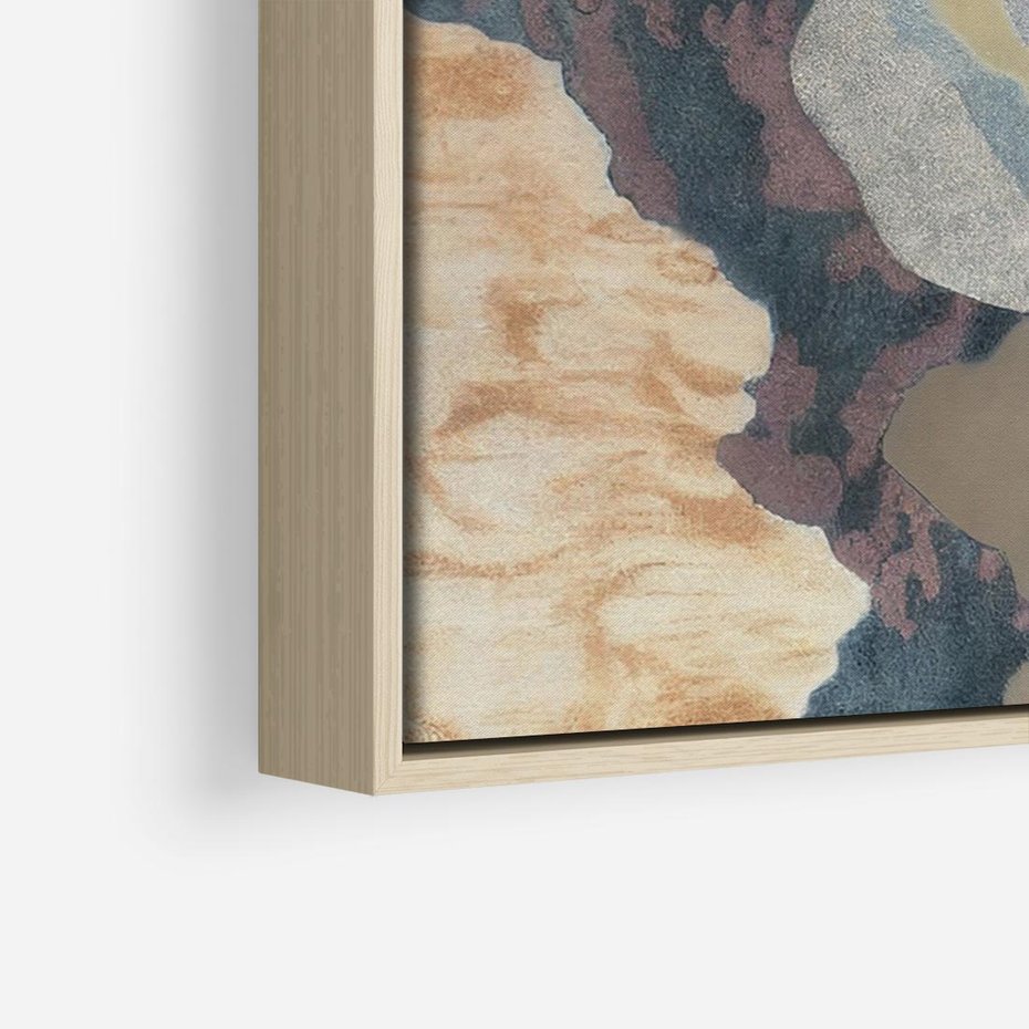 Obraz w ramie 70x50 - Melancholijne oddechy pędzla - abstrakcyjne formy, zgaszone kolory - rama drewno