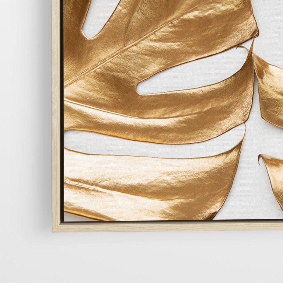 Obraz w ramie 70x50 - Siła Natury - złote, liście - rama drewno