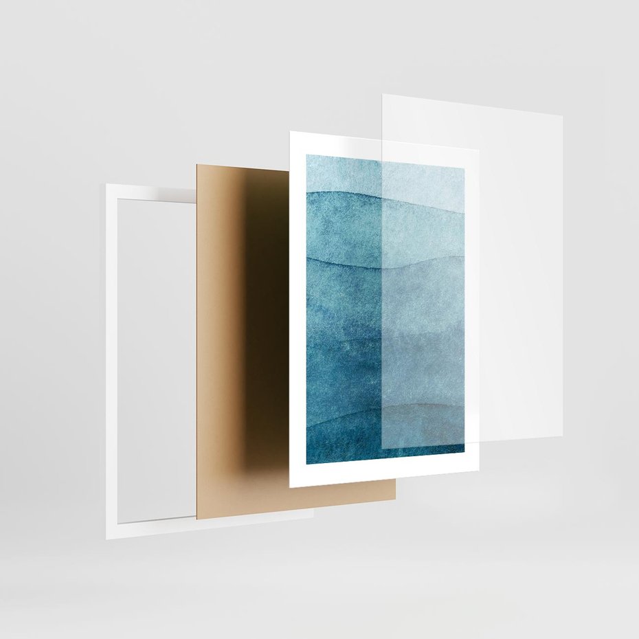 Plakat w ramie 30x40 - Kolorowe fale akwareli - akwarela, fale - rama biała