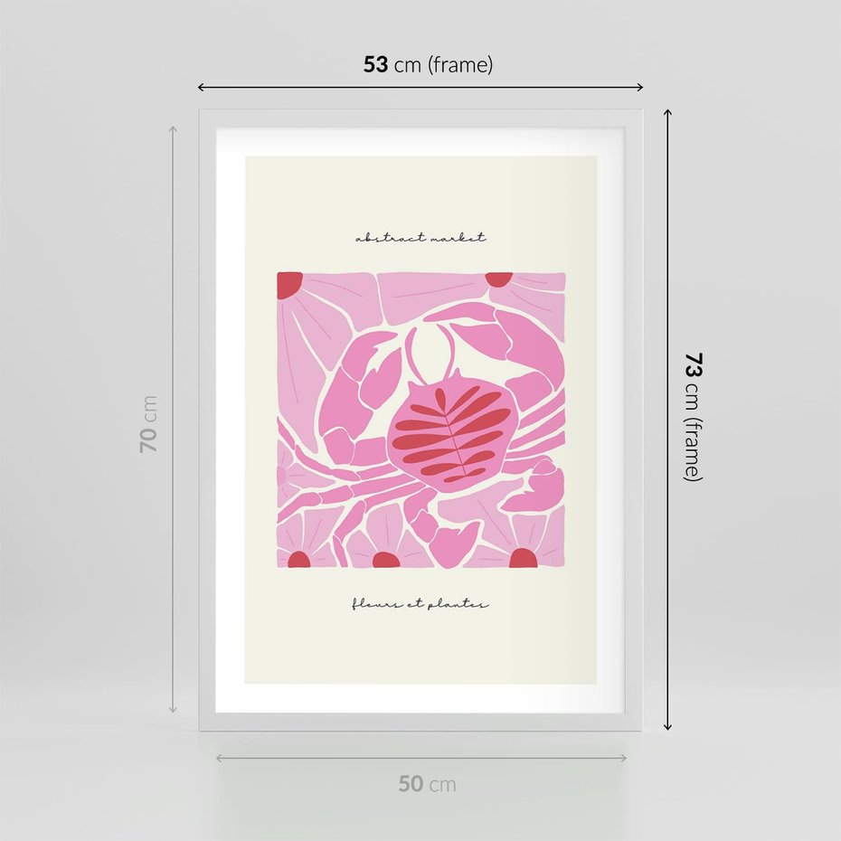 Plakat w ramie 50x70 - Rozświetlone Impresje - abstrakcyjny plakat, krab - rama biała