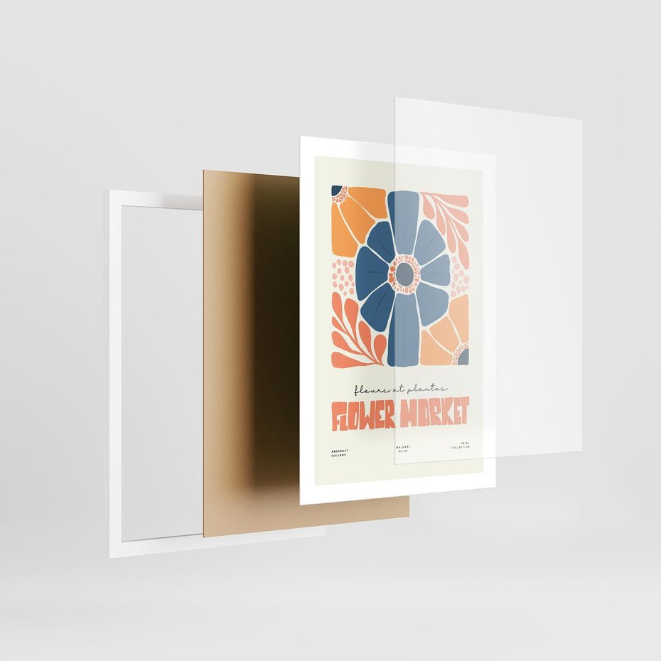 Plakat w ramie 50x70 - Rozbijające Widoki - kwiaty, nowoczesny plakat - rama biała