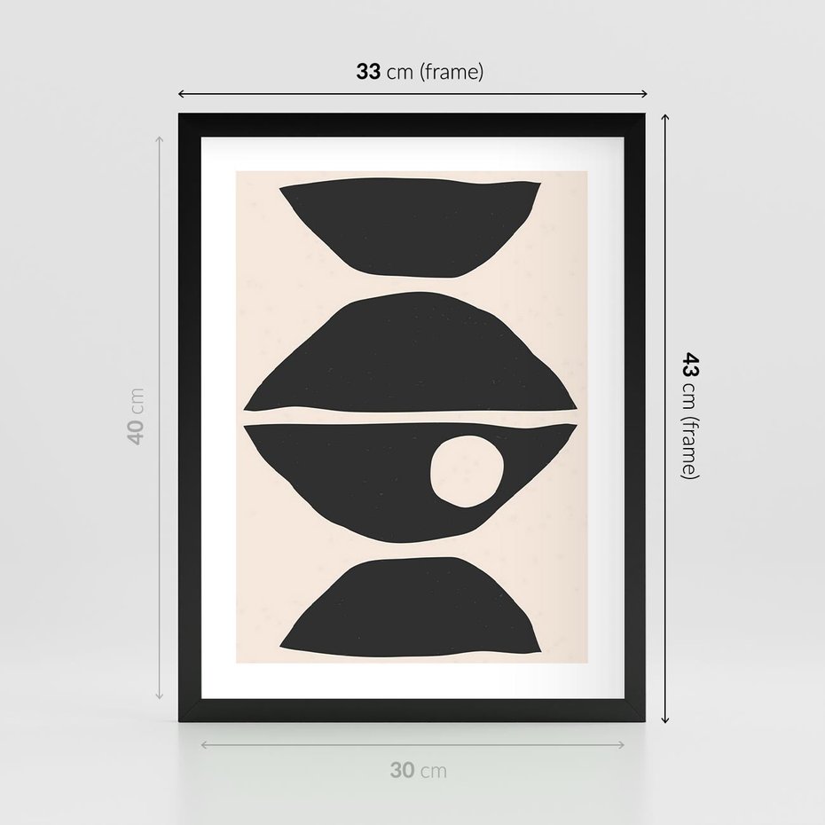 Plakat w ramie 30x40 - Nowoczesna Sztuka na Beżowym Tle - nowoczesna sztuka, abstrakcja - rama czarna
