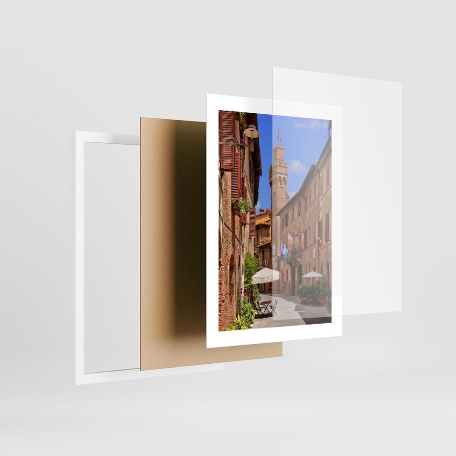 Plakat w ramie 30x40 - Urok włoskich uliczek - włoskie, uliczki - rama biała