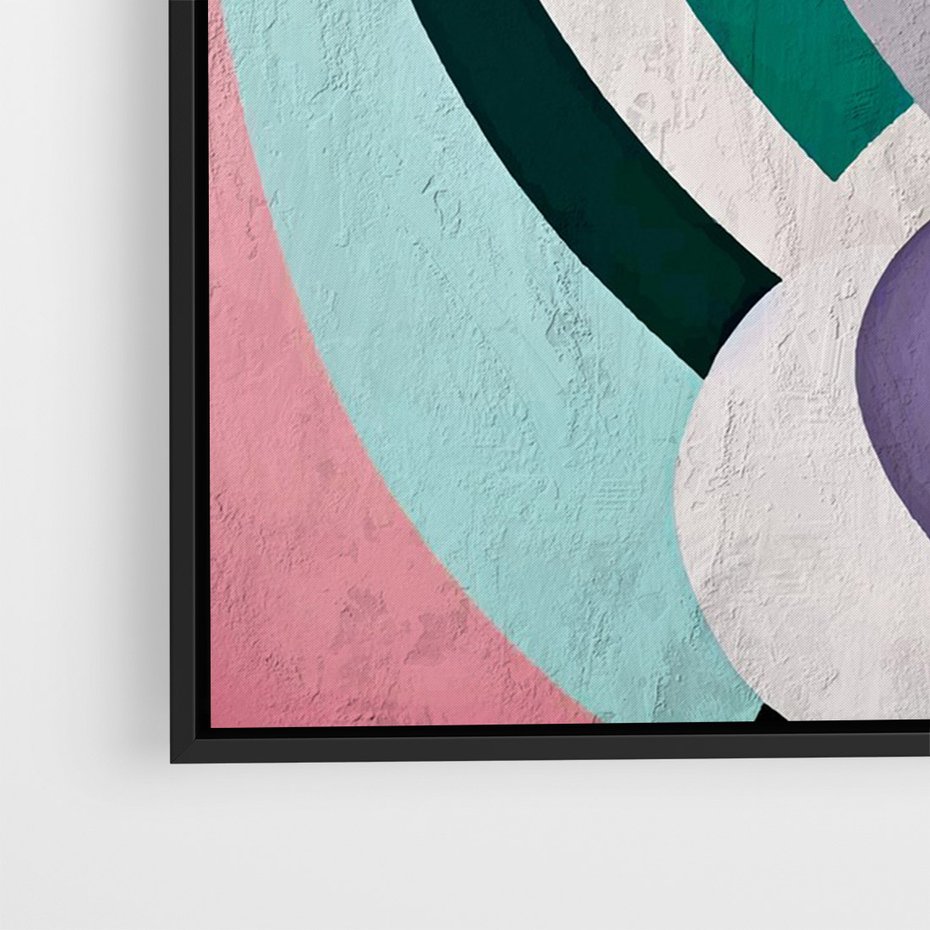 Obraz w ramie 70x100 - Podróżne Echa Przestrzeni - abstrakcyjne dziwne kształty, olejny obraz - rama czarna