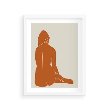 Plakat w ramie 50x70 - Kobieca Sylwetka w Stylu Modernistycznym - modernistyczny pakat, kobieca sylwetka - rama biała