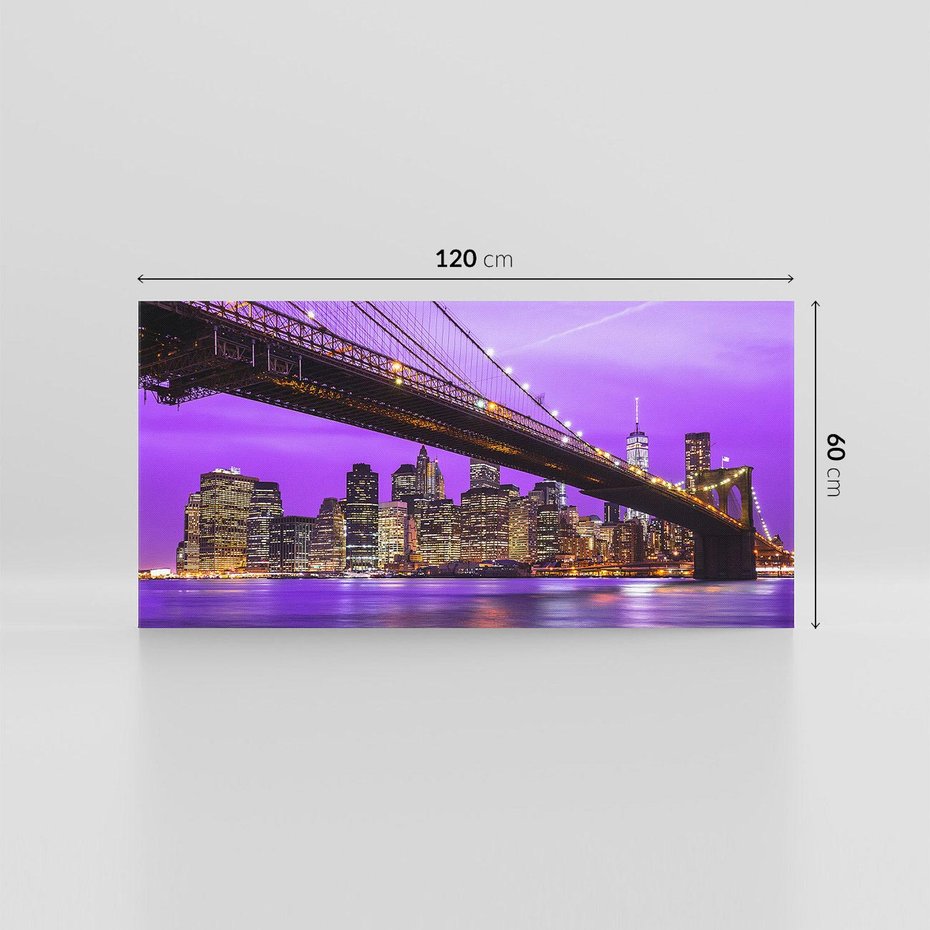 Obraz na płótnie 120x60 - Nocny Spacer po Moście Manhattan - most, Nowy Jork