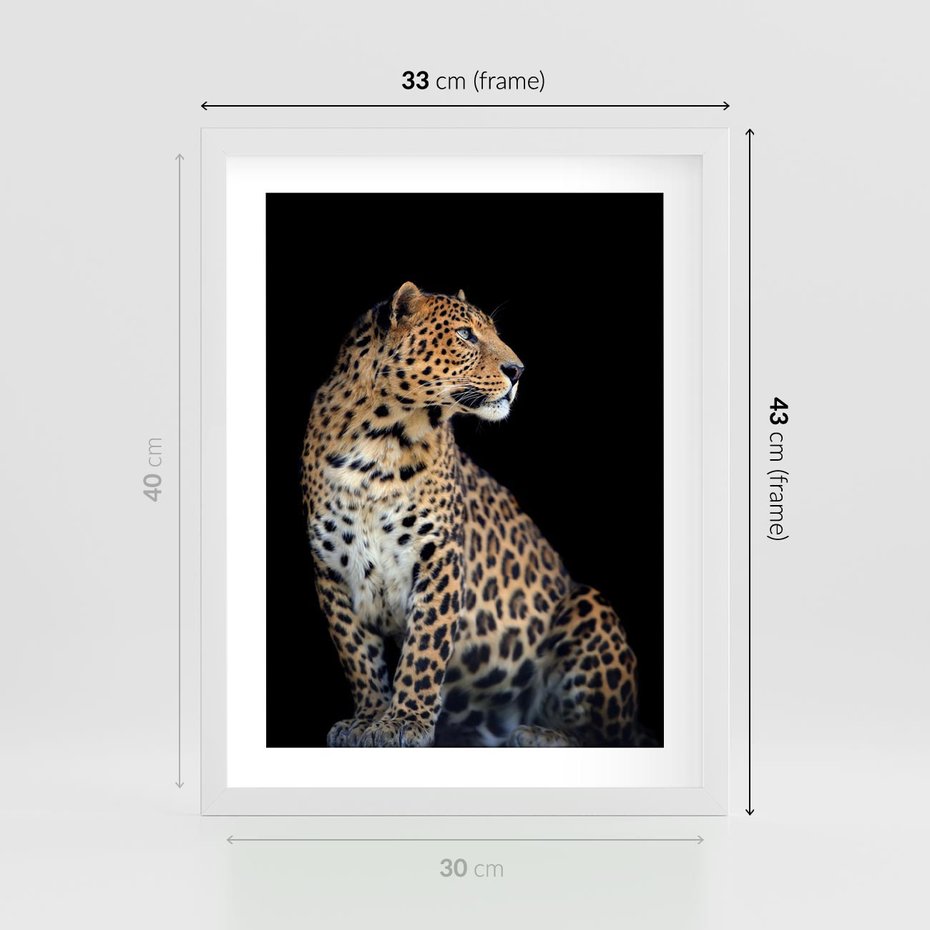 Plakat w ramie 30x40 - Elegancja Jaguarowej Pantery - jaguar, pantera - rama biała