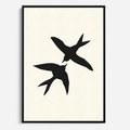 Obraz w ramie 50x70 - Kreatywne Echa - jaskółki, minimalizm - rama czarna