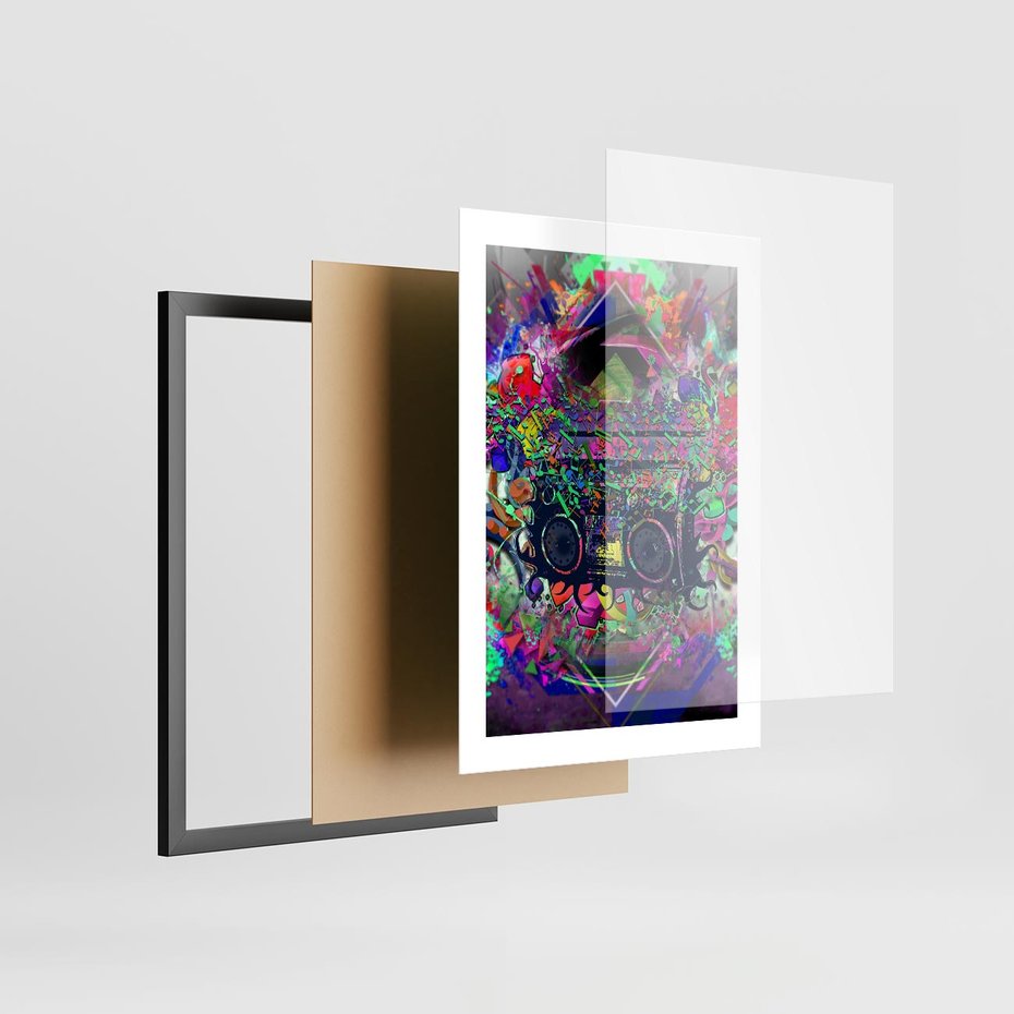 Plakat w ramie 30x40 - Harmonia Muzyki - grafika, muzyka - rama czarna