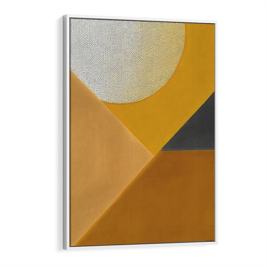 Obraz w ramie 70x100 - Harmonia migoczących ognisk - intensywne ciepłe kolory, słoneczny żółty - rama biała