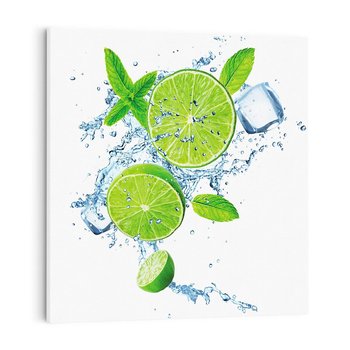 Obraz na płótnie 70x70 - Świeżość i Witalność - limonka, owoce