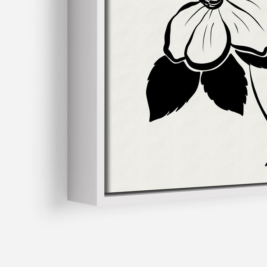 Obraz w ramie 50x50 - Poezja kwiecistej kreski - kwiaty, minimalistyczne - rama biała