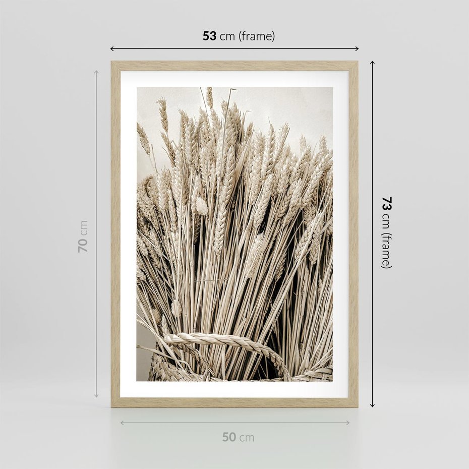 Plakat w ramie 50x70 - Letni Plon - zboże, kłosy zboża - rama drewno