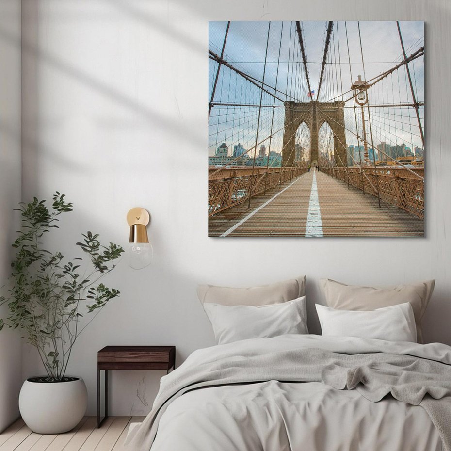 Obraz na płótnie 50x50 - Duch Manhattanu - most, Nowy Jork