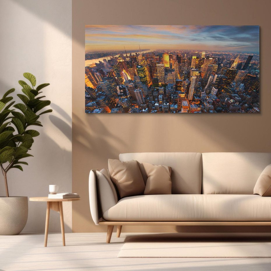 Obraz na płótnie 120x60 - Miasto wieżowców w perspektywie - miasto, wieżowce