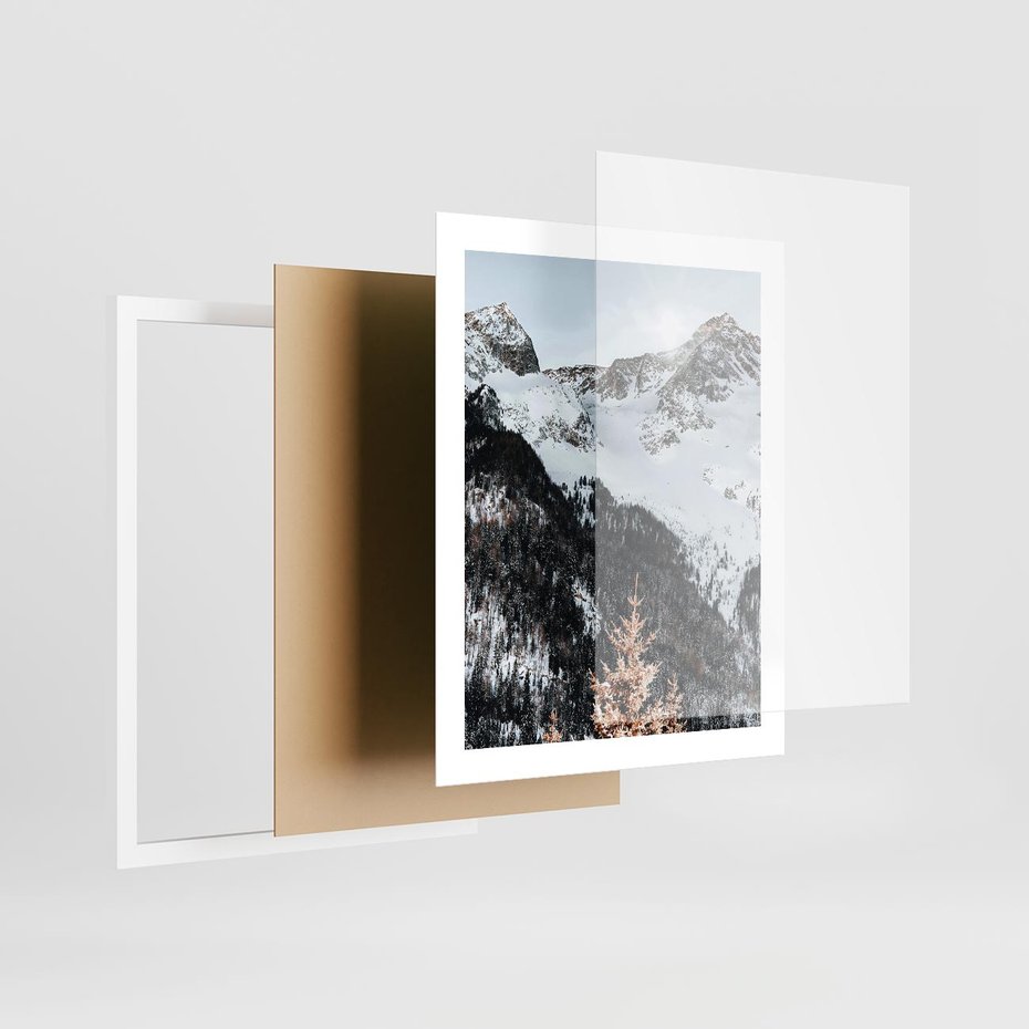 Plakat w ramie 40x50 - Górski Raj - góry, śnieg - rama biała