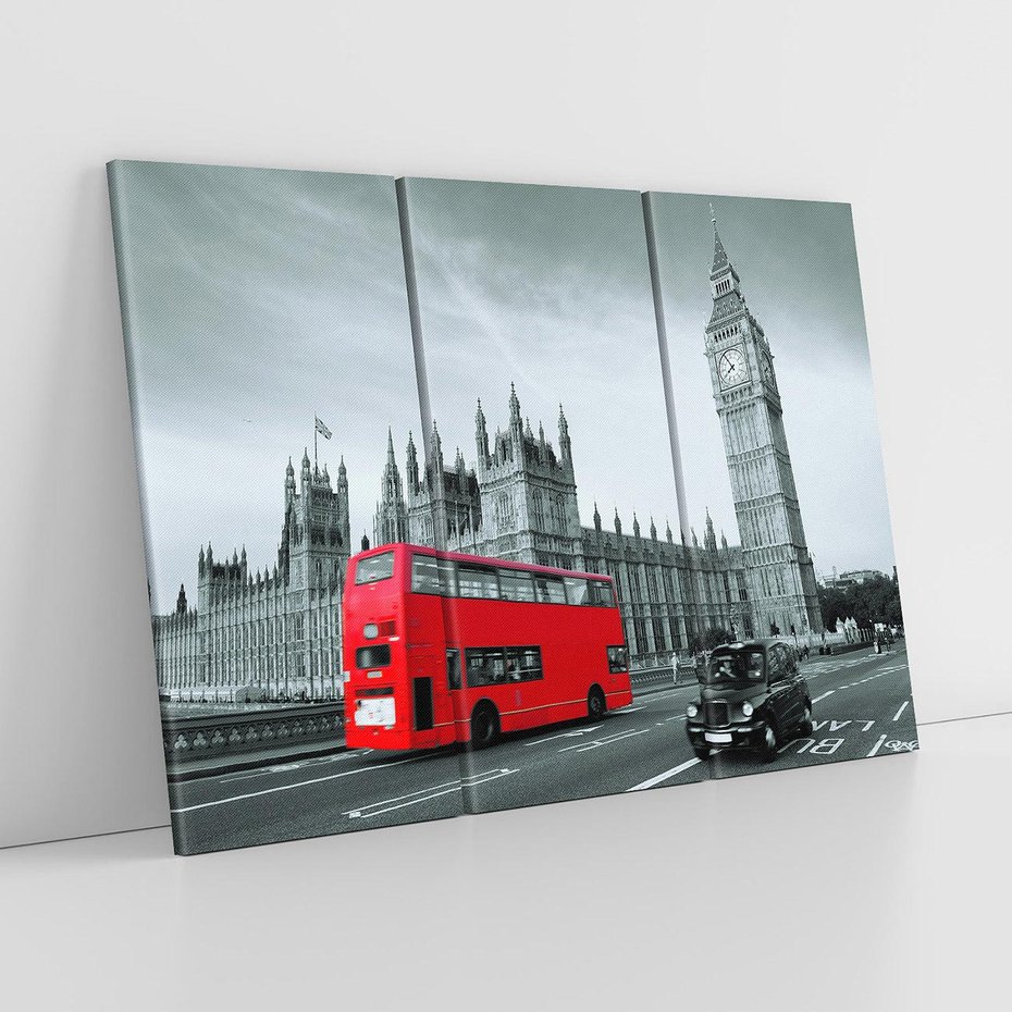 Obraz na płótnie 120x80 - Ikony Londynu: Autobus i Big Ben - Londyn, autobus