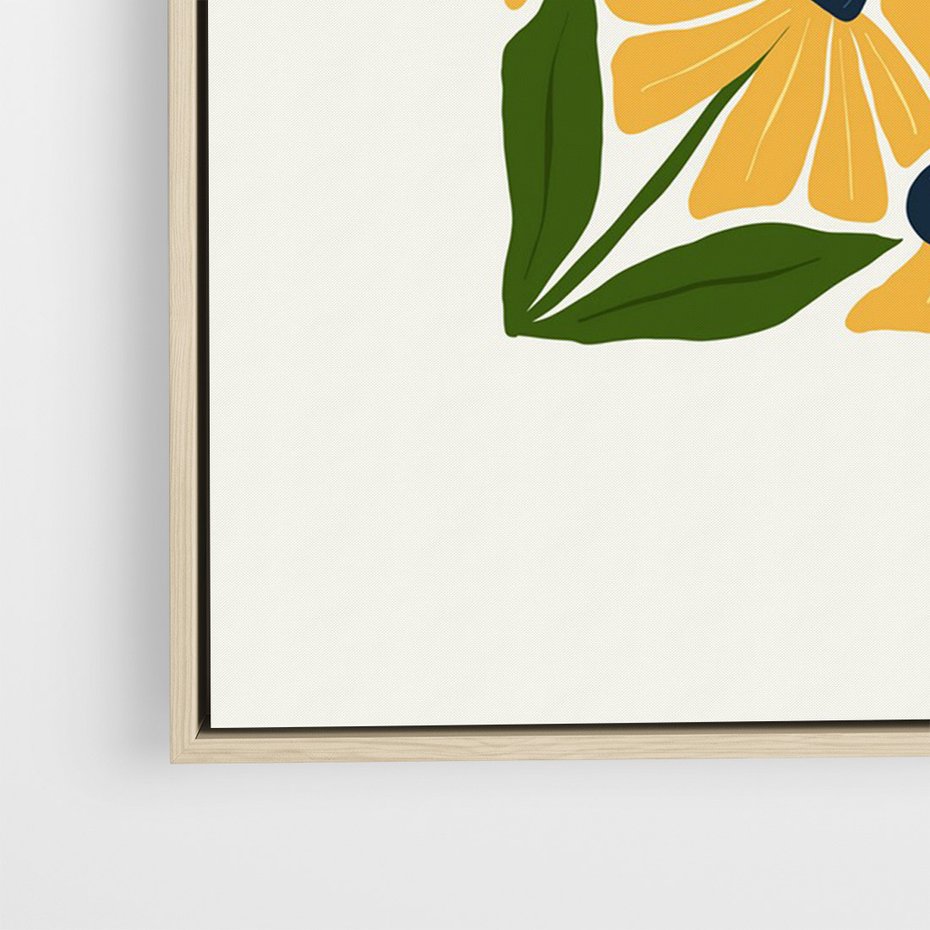 Obraz w ramie 70x100 - Świetliste Kwiaty Natury - kwiaty, nowoczesna grafika - rama drewno