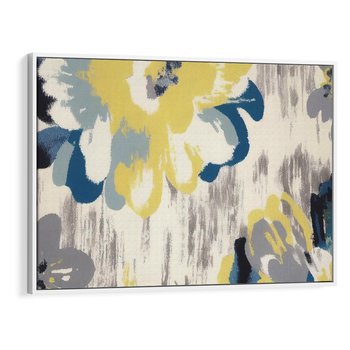 Obraz w ramie 100x70 - Kwiatowe Impresje - malowane duże kwiaty, kolory żółty - rama biała