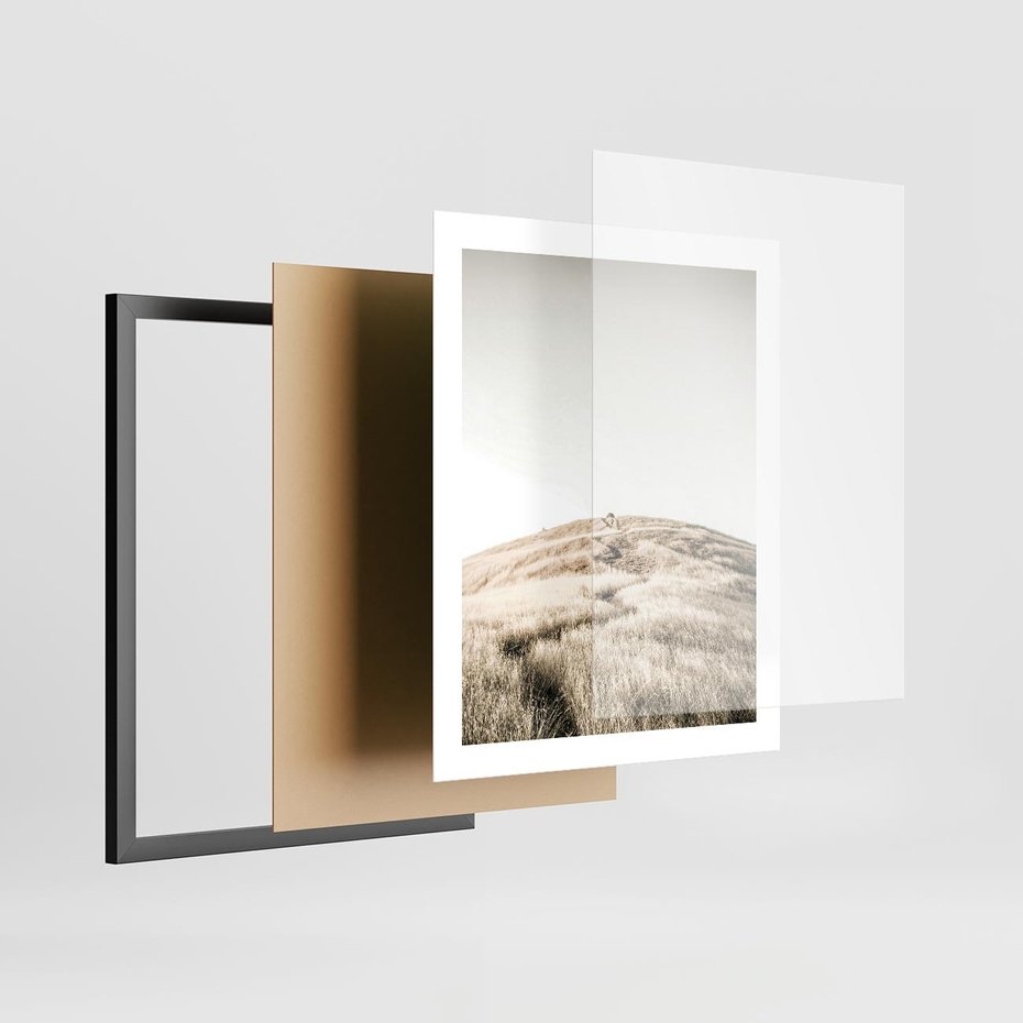 Plakat w ramie 40x50 - Wzgórze w Odcieniach Sepii - wzgórze, trawy - rama czarna