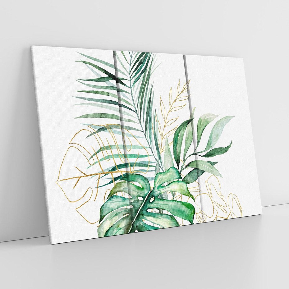 Obraz na płótnie 120x80 - Luksus w Detalu - złote, liście