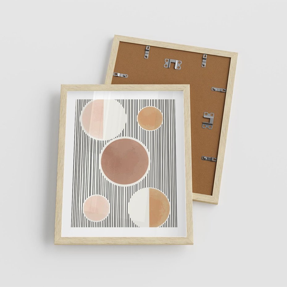 Plakat w ramie 40x50 - Rozplątane Granice - abstrakacyjna nowoczesna sztuka, koła okręgi - rama drewno