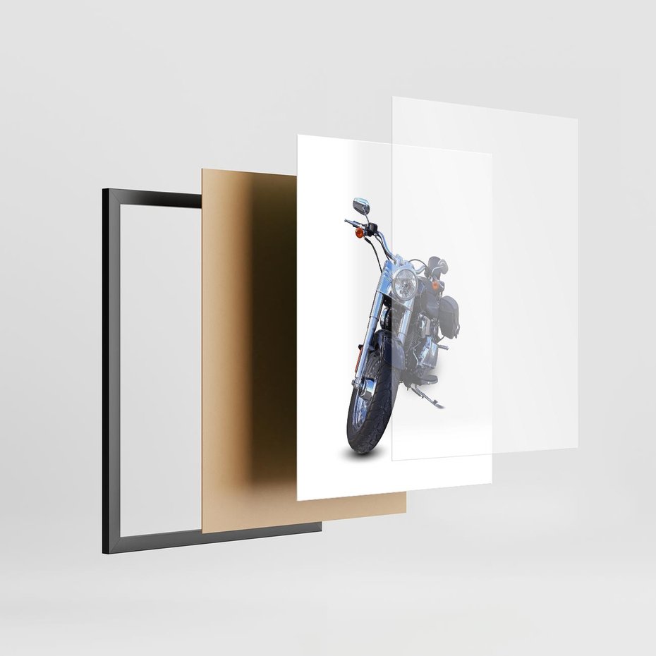 Plakat w ramie 30x40 - Motocykl w ruchu - motor, bike - rama czarna