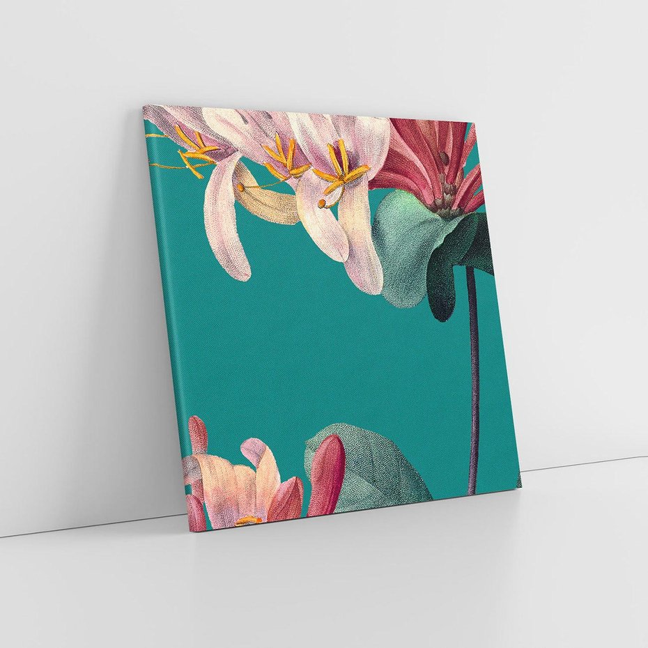 Obraz na płótnie 70x70 - Pejzaż zapomnianych uczuć - grafika w stylu vintage, wielkoformatowe kwiaty