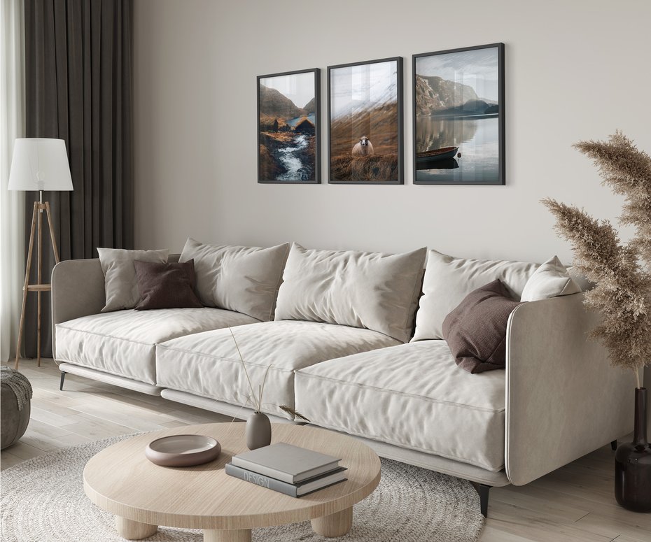 Zestaw obrazy w ramie 50x70 galeria - Góry, skandynawski, boho - rama czarna