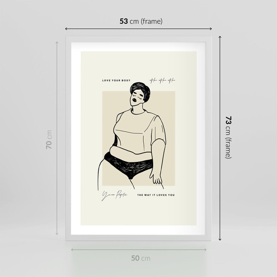 Plakat w ramie 50x70 - Elegancja Kobiecej Formy - nowoczesna sztuka kobieca, plakat - rama biała