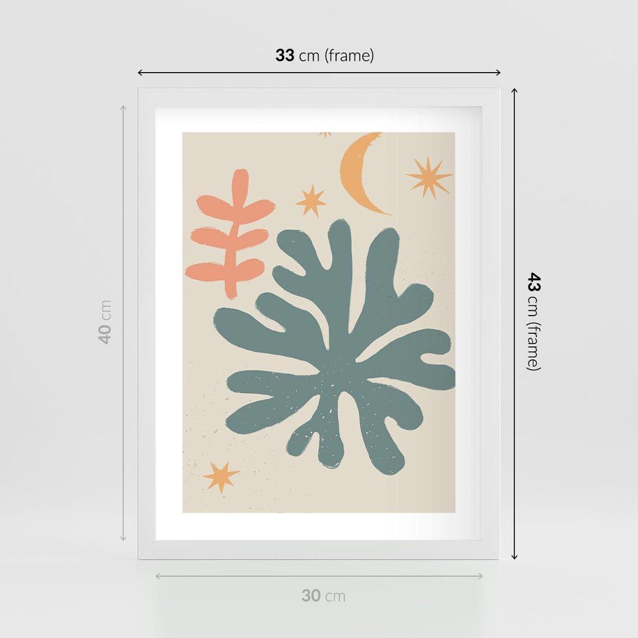 Plakat w ramie 30x40 - Rozbłysk Emanacji - boho formy, kształty - rama biała