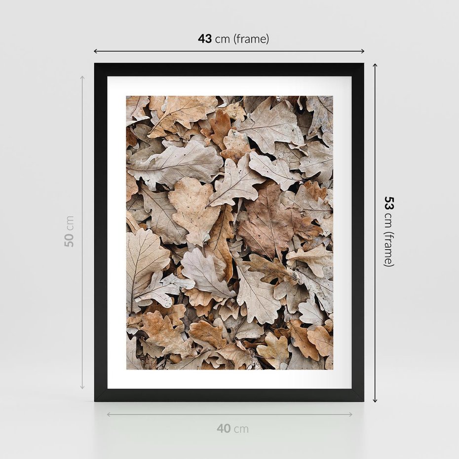 Plakat w ramie 40x50 - Nostalgiczny Pejzaż - suche liście, jesień - rama czarna