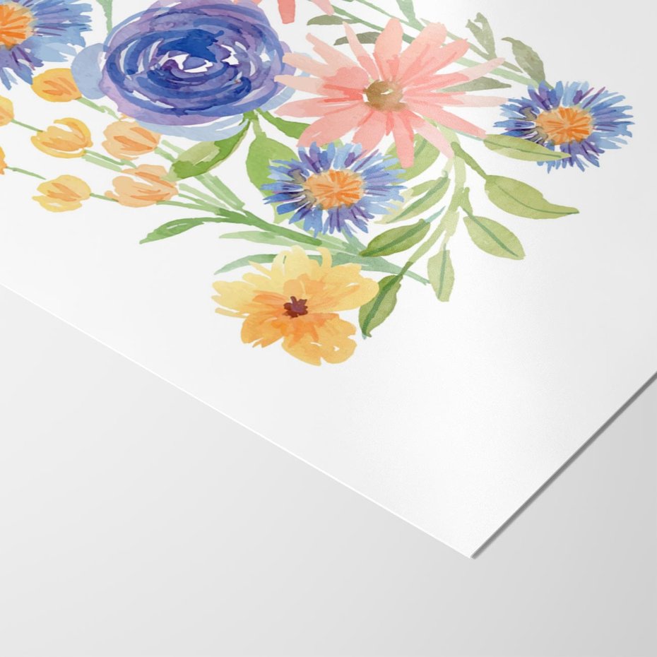 Plakat bez ramy 50x70 - Migocące Widoki Kwiatów - akwarelowe polne kwiaty, minimalistyczny plakat