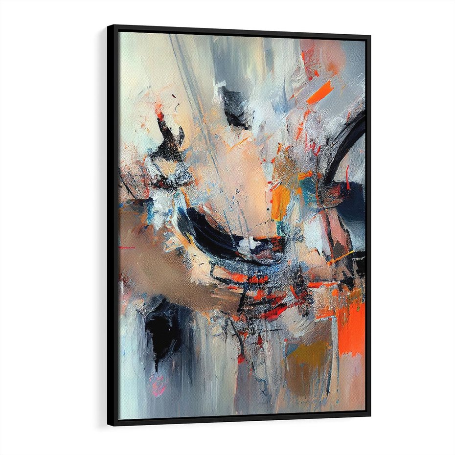 Obraz w ramie 50x70 - Kontrapunkty zatajonych uczuć - dynamiczna abstrakcja, bałagan na płótnie - rama czarna