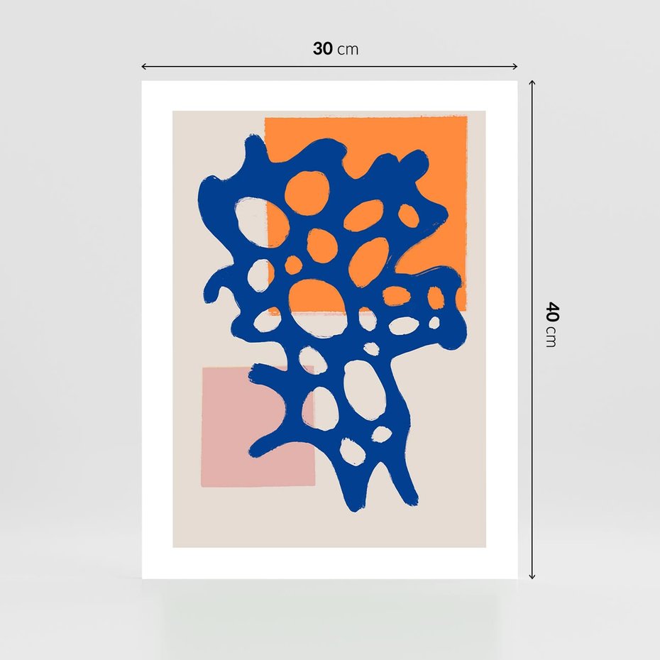 Plakat bez ramy 30x40 - Migotliwe Nastroje - abstrakcyjna niebieska forma, dziwne kształty